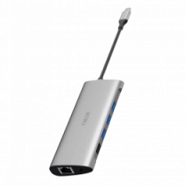 WIWU Alpha 11 in 1 Type C 3*USB, HDMI, VGA, Type c, RJ45, 3.5 mm, SD, micro SD Gray