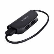 Хаб AXAGON HUE-X4B USB READY hub, USB-A кабель 20см, Чорний