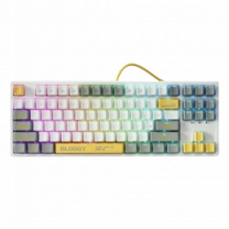 Механічна ігрова клавіатура Bloody S87 (Energy White), червоні світчі, RGB підсвічування клавіш, USB