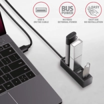 Хаб AXAGON HUE-M1AL SuperSpeed USB-A MINI hub, USB-A кабель 120см, Чорний