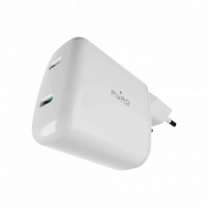 Адаптер Puro GaN Wall Charger with 2 USB-C ports, 70W, white PUFCMTCUSBCC70WGWHI