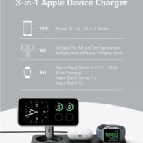 Бездротова зарядна станція ANKER MagGo Wireless Charging Station 15W 3-in-1 Pad (Чорний)