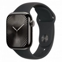Apple Watch Series 10 GPS + Cellular 42mm Slate Titanium Case with Black Sport Band - M/L (MWXH3)