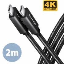 Кабель AXAGON BUCM32-CM20AB USB-C-USB-C 3.2 Gen 2, 2m, PD 100W, 5A, 4K HD, Чорний