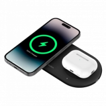 Зарядний пристрій бездротовий Belkin 2в1 15Вт Pad Qi2, чорний