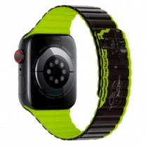 Ремінець Wiwu для Apple Watch 42/44/45/49mm Smart Magnetic silicone watch band Black-Green