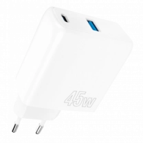 Адаптер Proove Silicone Power 45W (Type-C+USB) (white)