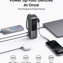 Додаткова батарея  Anker - 25000 mAh 165W PD Built-In Double USB-C Cables (Black)