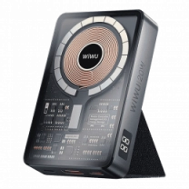 Зовнішній акумулятор Wiwu JC-21 Transparent Wireless Power Bank 10000 mAh, Space grey