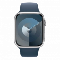 Apple Watch Series 9 45mm Silver Aluminum Case with Storm Blue Sport Band M/L (MR9E3)