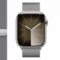 Apple Watch Series 9 45mm GPS + Cellular Silver Stainless Steel Case with Silver Milanese Loop (MRMQ3)