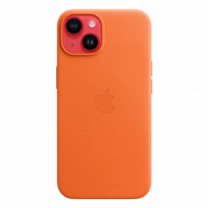 Чехол кожаный iPhone 14 Leather Case with MagSafe Orange (MPP83)