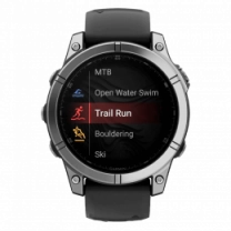 Спортивний годинник Garmin Fenix E 47mm AMOLED Stainless Steel with Black Silicone Band (010-03025-02/00)