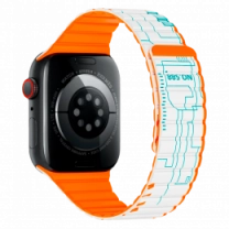 Ремінець Wiwu для Apple Watch 42/44/45/49mm Smart Magnetic silicone watch band White-Orange