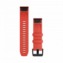 Ремінці для годинника Garmin QuickFit 22 силіконові, лазерно-червоні з чорною сталевою фурнітурою