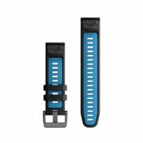Ремінці для годинника Garmin QuickFit 22 силіконові, чорні/блакитні