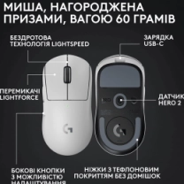 Миша LOGITECH G Pro X Superlight 2 Lightspeed White (910-006638)