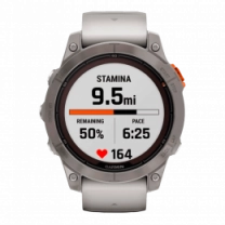 Смарт-часы Garmin Fenix 7 Pro Sapphire Solar Titanium w. Fog Gray/Ember O. Band (010-02777-20/21) UA