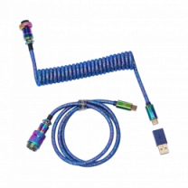 Кабель Type-A/Type-C Keychron Premium Coiled Aviator Cable-Straight Rainbow Palted Blue