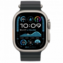 Apple Watch Ultra 2 49mm Natural Titanium Case with Black Ocean Band (MYT03+MXTL3)