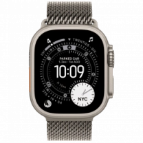 Apple Watch Ultra 3 GPS + Cellular 49mm Natural Titanium Case with Natural Titanium Milanese Loop - Small (MEWW4)