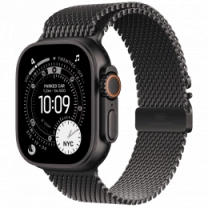 Apple Watch Ultra 3 GPS + Cellular 49mm Black Titanium Case with Black Titanium Milanese Loop - Large (MF1T4)