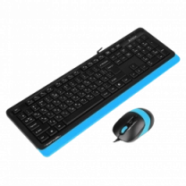 A4Tech Fstyler F1010, комплект дротовий клавіатура з мишою, USB, чорний+блакитний колір