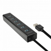 Хаб AXAGON HUE-SA7BP USB3.0 CHARGING hub, USB-A кабель 40см, Черный