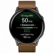 Смарт-часы Garmin Venu 4 45 mm Slate with Brown Leather Band (010-03014-03)