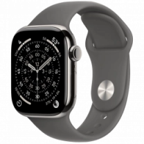 Apple Watch Series 11 GPS + Cellular 46mm Natural Titanium Case with Stone Grey Sport Band - M/L (MFCX4)