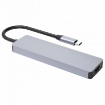 Type-C-Хаб Proove Iron Link 6 in 1 (2*USB3.0 + SD/TF + RJ45 + HDMI) (silver)