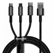 Кабель Baseus Tungsten Gold Одна-для трех Fast Charging Data 3-in-1 (1.5m) (black)(CAMLTWJ-01)