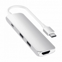 Xaб Satechi Aluminum Type-C Slim Multi-Port Adapter 4K Silver (ST-CMAS)