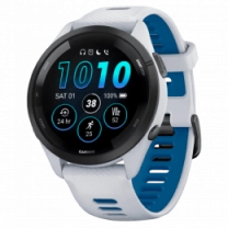 Garmin Forerunner 265 Black Bezel w. Whitestone Case and Whitestone/Tidal Blue S. Band (010-02810-01/11/51)