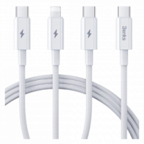 Кабель Benks D46 3in1 USB A toType-C*2 ,Lighting White (60W)
