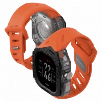 Ремінець AULUMU Carbon Fiber Cover+White Band  carbon+orange A01-CF-WT