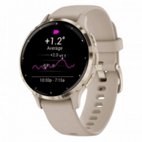 Garmin Venu 3S Soft Gold S. Steel Bezel w. French Gray Case and S. Band (010-02785-02)