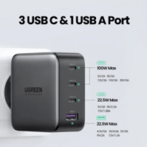 Мережевий зарядний пристрій UGREEN CD226 USB-A+3xUSB-C 100W GaN Tech Fast Charger Grey (40747)