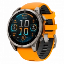 Спортивний годинник Garmin Fenix 8 47mm AMOLED Sapphire Titanium w. Spark Orange/Graphite Silicone Band (010-02904-10/11) UA