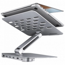 Підставка для ноутбуків AXAGON HMC-STND USB-C 5Гбіт/с алюмінієва підставка - HUB 7in1