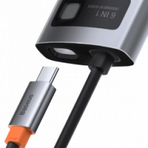 Хаб Baseus Multifunctional Metal Gleam 6- in-1 Type-C (Gray) (CAHUB-CW0G)