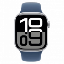 Apple Watch Series 10 GPS + Cellular 46mm Silver Aluminium Case with Denim Sport Band M/L (MWY13)