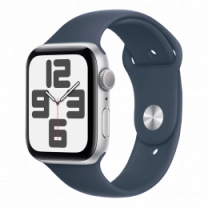 Смарт-годинник Apple Watch SE (gen 2) 2023 44mm Silver Aluminum Case with Storm Blue Sport Band S/M (MREC3)