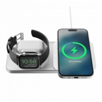 Бездротовий ЗП Nomad Base One Max Qi2 3-in-1 (3rd Gen) Silver (NM01563385)