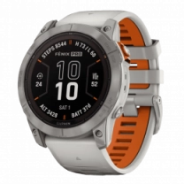 Смарт-часы Garmin Fenix 7X Pro Sapphire Solar Titanium w. Fog Gray/Ember O. Band (010-02778-14/15/64) UA