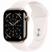 Apple Watch Series 11 GPS + Cellular 46mm Gold Titanium Case with Light Blush Sport Band - S/M (MFD54)