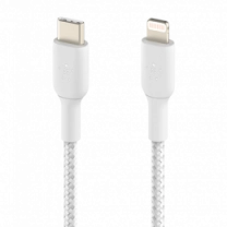 Кабель Belkin USB-С - Lightning, BRAIDED, 1m, white (CAA004BT1MWH)