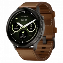 Смарт-часы Garmin Venu 4 45 mm Slate with Brown Leather Band (010-03014-03)