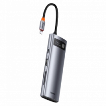 USB-Хаб Baseus Metal Gleam Series 7-in-1 (2xUSB3.0 + 4KHD  + Type-C + Type-C PD+ TF + SD) (gray)