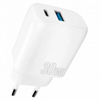 Адаптер Proove Silicone Power Plus 30W (Type-C + USB) (white)